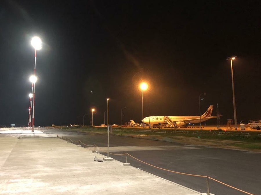 Katunayake Airport flood lights turned on